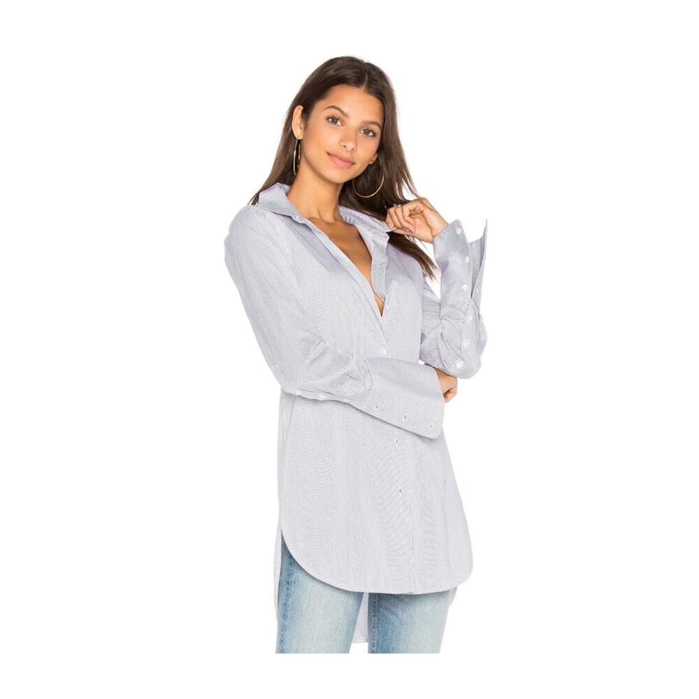EQUIPMENT Arlette Blouse In Bright White/Atlantic Deep Size Small